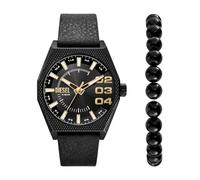 Diesel Scraper Watch for Men, Quartz Movement with Silicone, Stainless Steel or Leather Strap, Black and Gold Tone Set, 43MM