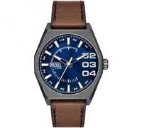 Diesel Scraper Men's Blue Dial & Brown Leather Strap Watch