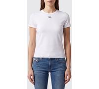 DIESEL Slim Fit Cotton T-Shirt with Contrasting Oval D Logo - Size: S - female