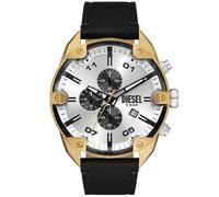Diesel Spiked Watch for Men, Quartz Chronograph Movement with Leather Strap