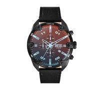 Diesel Spiked Watch for Men, Chronograph Movement with Silicone, Stainless Steel or Leather Strap, Black and Spectrum, 49MM