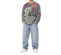 DIESEL T-Boxt-LS-R12 Men T-Shirt L Grey Patterned Loose Fit Long Sleeved RRP115
