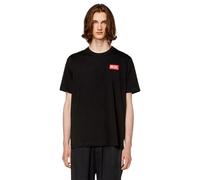 Diesel T-JUST-NLabel Mens T Shirts Plain Crew Neck Tops - Black Cotton - Size Large