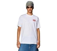 Diesel T-JUST-NLabel Mens T Shirts Plain Crew Neck Tops - White Cotton - Size X-Large