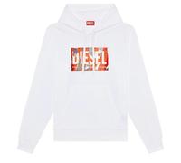 Diesel Torn Logo White Hoodie - L