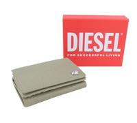 DIESEL Tri-Fold Coin Women Wallet OS Grey Genuine Leather Patterned RRP210