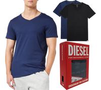 DIESEL UMTEE E4305 Mens T Shirts Regular Fit 2x Pack V Neck Cotton Gym Basic Tee