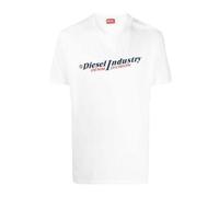 Diesel Unisex Adult Industry Denim Division Logo T-Shirt - White - S - White - 100% Cotton