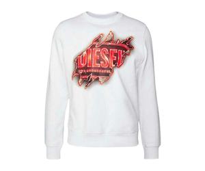 Diesel Unisex Adult Peel Effect Logo Sweatshirt - White - M - White - 95% Cotton/5% Elastane