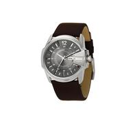 Diesel Watch for Men Master Chief, Three Hand Movement, 46 mm Silver / Steel Stainless Steel Case with a Leather Strap, DZ1206