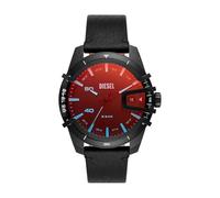 Diesel Watch for Men Caged, Three Hand Date Movement, 46 mm Black Stainless Steel Case with a Leather Strap, DZ1948