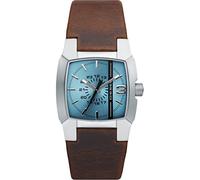 Diesel Watch for Men Cliffhanger, Three Hand Movement, 36 mm Silver Stainless Steel Case with a Leather Strap, DZ1998