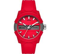 Diesel Watch for Men Double Up, Three Hand Movement, 43 mm Red Nylon Case with a Silicone Strap, DZ1980