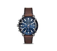 Diesel Watch for Men Griffed, Chronograph Movement, 42 mm Gunmetal Stainless Steel Case with a Leather Strap, DZ4604