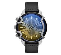 Diesel Watch for Men Griffed, Chronograph Movement, 48 mm Silver Stainless Steel Case with a Leather Strap, DZ4584
