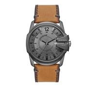 Diesel Watch for Men Master Chief, Three Hand Movement, 43 mm Gunmetal Stainless Steel Case with a Leather Strap, DZ1964