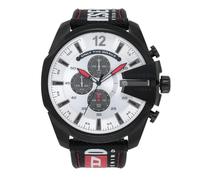 Diesel Watch for Men Mega Chief, Chronograph Movement, 51 mm Black Stainless Steel Case with a Nylon, Silicone Strap, DZ4512