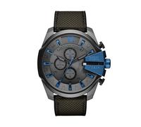 Diesel Watch for Men Mega Chief, Chronograph Movement, 51 mm Gunmetal Stainless Steel Case with a Nylon, Silicone Strap, DZ4500