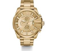 Diesel Watch for Men Mega Chief, Quartz Chronograph Movement, 51 mm Gold Stainless Steel Case with a Stainless Steel Strap, DZ4360