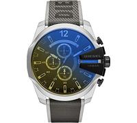 Diesel Watch for Men Mega Chief, Quartz Chronograph Movement, 51 mm Silver Stainless Steel Case with a Nylon Strap, DZ4523