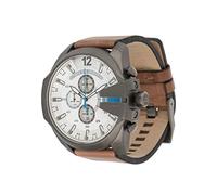 Diesel Watch for Men Mega Chief, Quartz Chronograph Movement, 59 mm Gunmetal Stainless Steel Case with a Leather Strap, DZ4280
