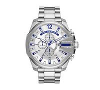 Diesel Watch for Men Mega Chief, Quartz Movement, 59 mm Silver Stainless Steel Case with a Stainless Steel Strap, DZ4477