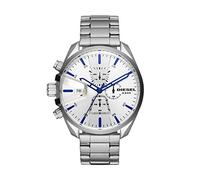 Diesel Watch for Men Ms9 Chrono, Quartz Chronograph Movement, 54 mm Silver Stainless Steel Case with a Stainless Steel Strap, DZ4473