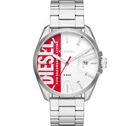 Diesel Watch for Men Ms9, Three Hand Date Movement, 44 mm Silver Stainless Steel Case with a Stainless Steel Strap, DZ1992