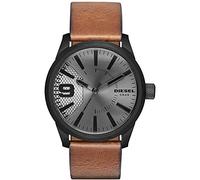 Diesel Watch for Men Rasp, Three Hand Movement, 46 mm Black Stainless Steel Case with a Leather Strap, DZ1764