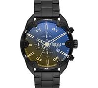Diesel Watch for Men Spiked, Chronograph Movement, 49 mm Black Stainless Steel Case with a Stainless Steel Strap, DZ4609