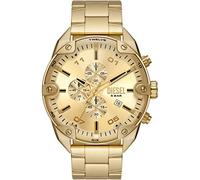 Diesel Watch for Men Spiked, Chronograph Movement, 49 mm Gold Stainless Steel Case with a Stainless Steel Strap, DZ4608