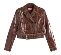 Diesel Women's L-Egend Patent Cropped Jacket with Belt Burgundy IT 38