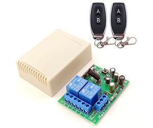DieseRC 433Mhz RF Wireless Remote Control Switch AC 220V 230V 240V 10A 2CH Relay Receiver with 2 Transmitters for Garage Door Electric Curtain Motor Light DIY Radio Control Switch