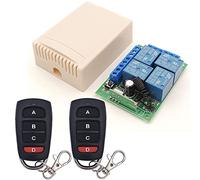 DieseRC DC 12V Remote Control Switch 4CH 433Mhz RF Wireless Relay Receiver Module with 2 Transmitter Key Fobs for Truck Trunk Motor Garage Door Electrical Lock, 3 Operation Mode