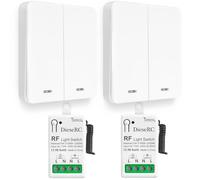 DieseRC Mini Wireless Light Switch Kit 86 Wall Panel RF Safety Switch and 10 Amp Relay receiver controller, No Wiring Easy Install, for Indoor Outdoor Light Lamp