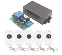 DieseRC Radio Frequency Light Remote Control Switch, 433MHz RF Wireless AC 220V 240V 110V 1500W Relay Receiver with Transmitter, Toggle Mode Turn ON/OFF Lamp (with 5 Transmitters)