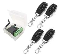 DieseRC Wireless Remote Control Switch 433Mhz 220V 230V 240V 1 Channel Radio Control Relay Receiver with 4 Transmitters Keyfobs Potential-Free Contacts Relay Controller