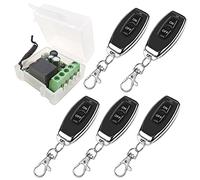 DieseRC Wireless Remote Control Switch 433Mhz 240V 230V 220V 1 Channel Radio Control Relay Receiver with 5 Transmitters Keyfobs Potential-Free Contacts Relay Controller