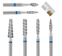 Diesisa 6 Pack Nail Drill Bits for Acrylic Nails, Diamond Carbide Nail Clipper Heads with Diamond Spiral Grooves, 3/32 Inch Cutter Attachment for Nail Preparation, Cuticle and Dead Skin Removal-Blue