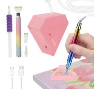 Diesisa Electric Diamond Art Painting Pen - Vacuum Diamond Painting Pen Kits with Storage Tray - Adjustable Suction Level - Diamond Art Electric Pen with Three Different Pens - Pink