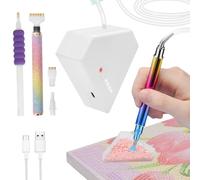 Diesisa Electric Diamond Art Painting Pen - Vacuum Diamond Painting Rechargeable - Adjustable Suction Level - Diamond Art Electric Pen with Three Different Pens - White