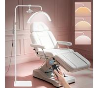 Diesisa Half Moon Light: Lash Light - 40W 3 Color Modes Dimming Brightness Foldable Floor Standing Lamp for Eyelash - LED Eyelash Lamp with Phone Holder - for Eyelash Tech, Tattoo, Nail Tech - White