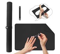 Diesisa Nail Art Table Mat,Foldable Nail Arm Rest Pad for Nails,Soft Microfiber PU Leather Nail Mat for Table,Waterproof Manicure Pad,Nail Table Pad for Nail Technician Salon Home-Black