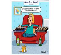 Diet - Chocolate/Wine - Humour Greetings Card 10342 (Happy Birthday)