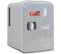 Coca Cola Diet Coke Mini Fridge For Bedrooms 4L Small 6 Can Table Top Quiet Mini Fridges For Skincare Food Drinks Kids Home Car & Travel 12v Portable Cooler Warmer Refrigerator Grey