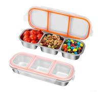 Diet Portion Control Lunch Box 26cm Stainless Sealed(Orange)