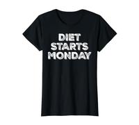 Diet Starts Monday Physical Transformation Cute Value Graphic T-Shirt, Women, Black, L