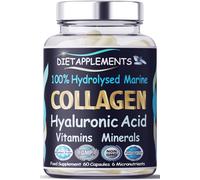 Dietapplements Hydrolysed Marine Collagen, Hyaluronic Acid, Vitamins Minerals 60 Caps in Beige Dietapplements Beige 60 Caps