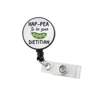 Dietitian Badge Reel Registered Dietitian Gift Rd Nutritionist Id Badge Holder Retractable Clip Rd Day Gifts for Dietitians (HAP-Pea Badge Reel)