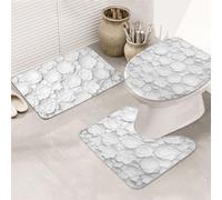 DIEzig 3d Flower Printing Bathroom Rugs Set, Flannel Non Slip Rug Set For Bathroom Guest Suite, Includes Three Shapes